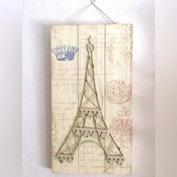 Shabby Chic French Country France Paris 3-D - Eiffel Tower Wall Hanging NEW - Picture 1 of 1